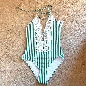 CUPSHE Halter Striped Swimsuit